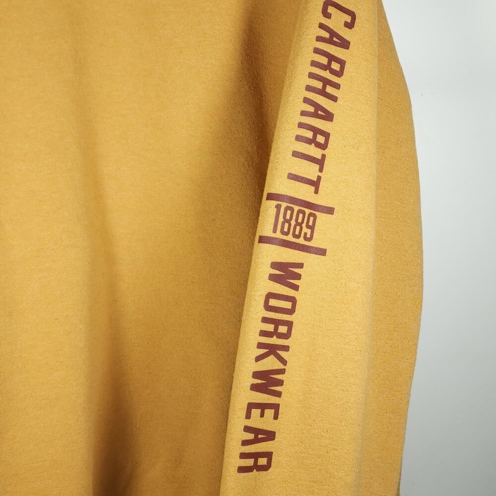 Carhartt Men's Sz Large Mustard Crew Neck Thick Loose Workwear Pullover Sweater - Picture 7 of 14